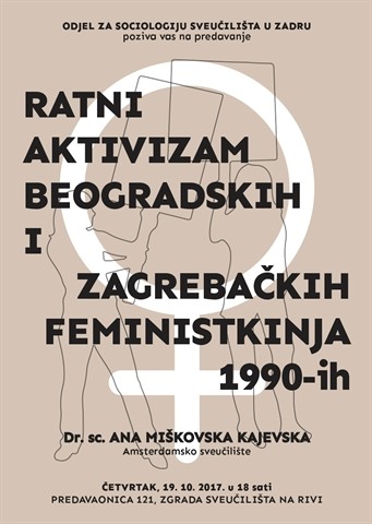 Gostujuće predavanje "Ratni aktivizam beogradskih i zagrebačkih feministkinja 1990-ih"